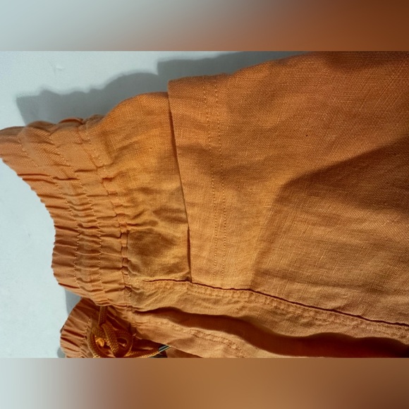 Athleta Cabo Linen Shorts Size 6 Peach Drawstring Waist High Rise - Picture 3 of 6